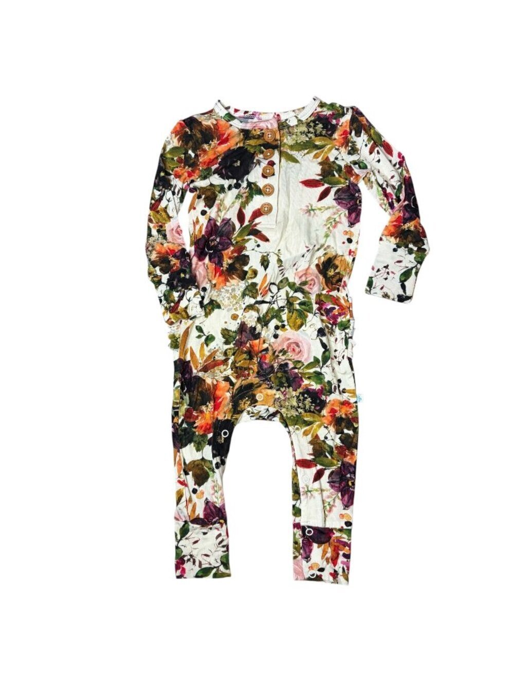 Posh Peanut 18-24M Ruffled Romper - Floral Bamboo Viscose Pajamas NWT